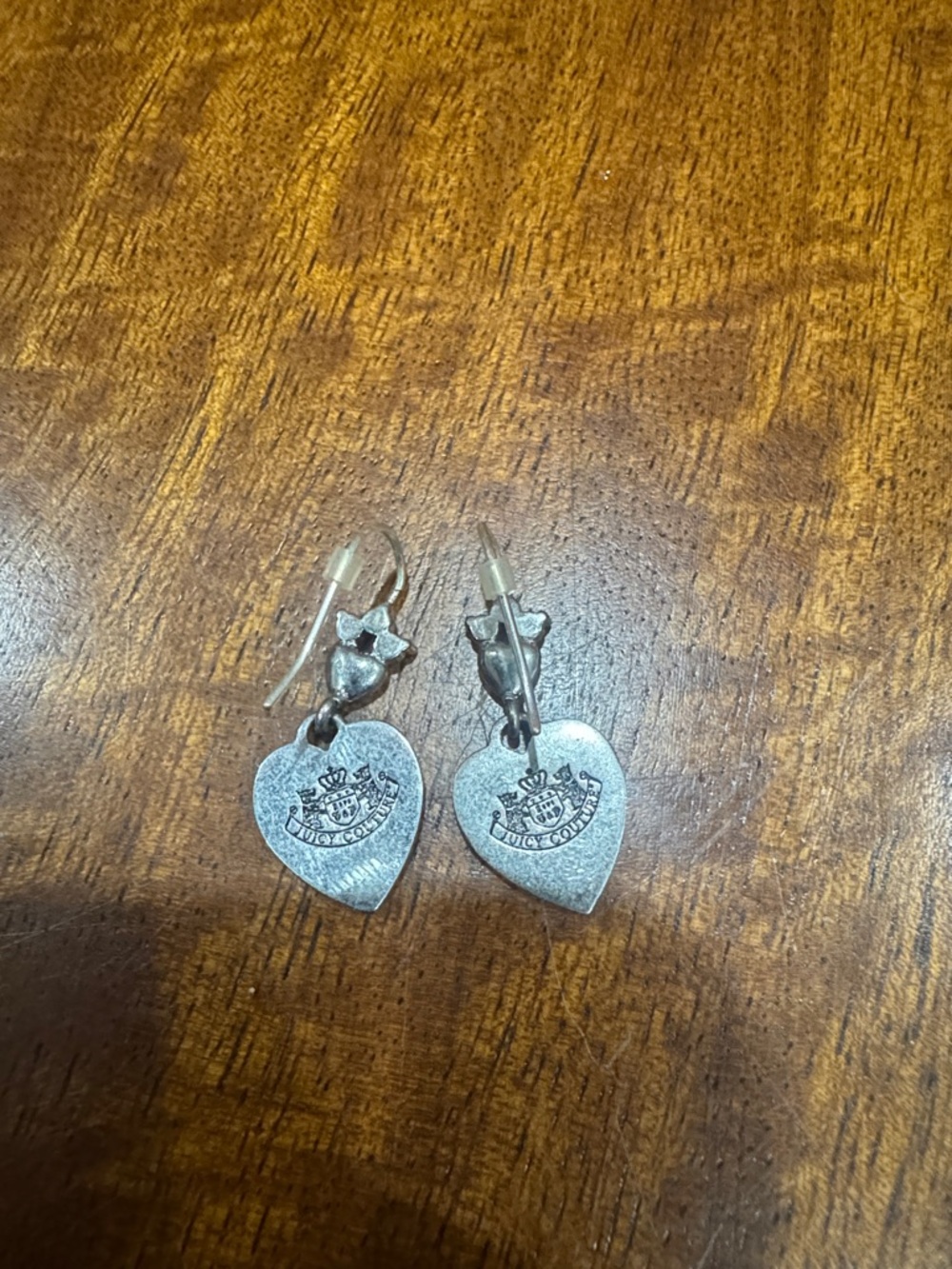 Y2K Juicy Couture Heart Drop Earrings with Crystal Accents - Picture 2 of 6